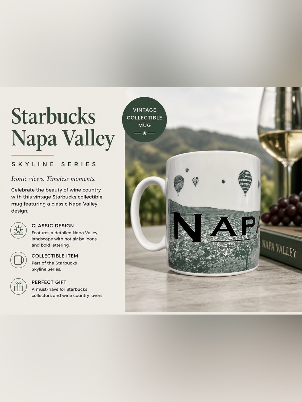 Vintage Starbucks Napa Valley Skyline Series One Collectible Mug